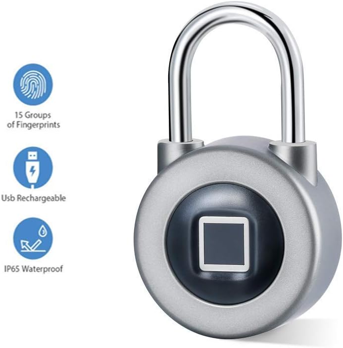 Fingerprint Padlock, Uervoton 3rd Gen Bluetooth Lock for Gym, Sports, School & Employee Locker, Outdoor, Fence, Hasp and Storage - All Weather Metal and Steel IP65 โฆ (App Control Lock)