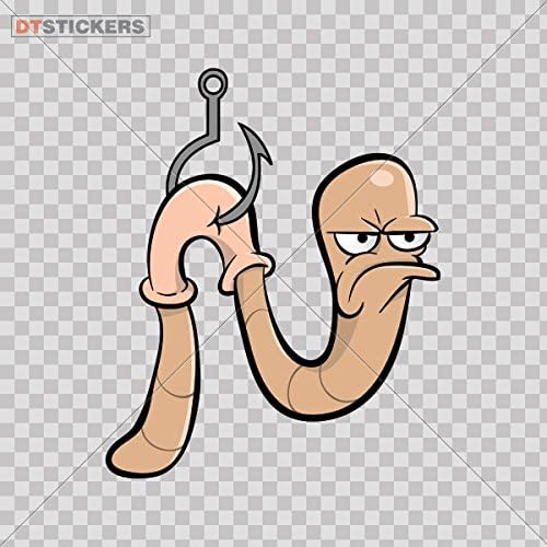 Sticker Bite Worm Fishing Fish Boat Mac Book Mobile durable Boat (6 X 4,89 In. ) Fully Waterproof Printed vinyl sticker