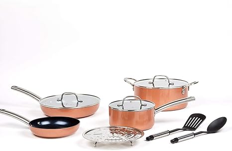 Amazon Com Copper Chef Black Diamond 10 Piece Non Stick Induction Cookware Set Stackable Pots And Pans Kitchen Dining