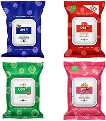 Yes To Facial Wipes Combo Pack (Cucumber, Tomato, Blueberries &amp; Grapefruit)