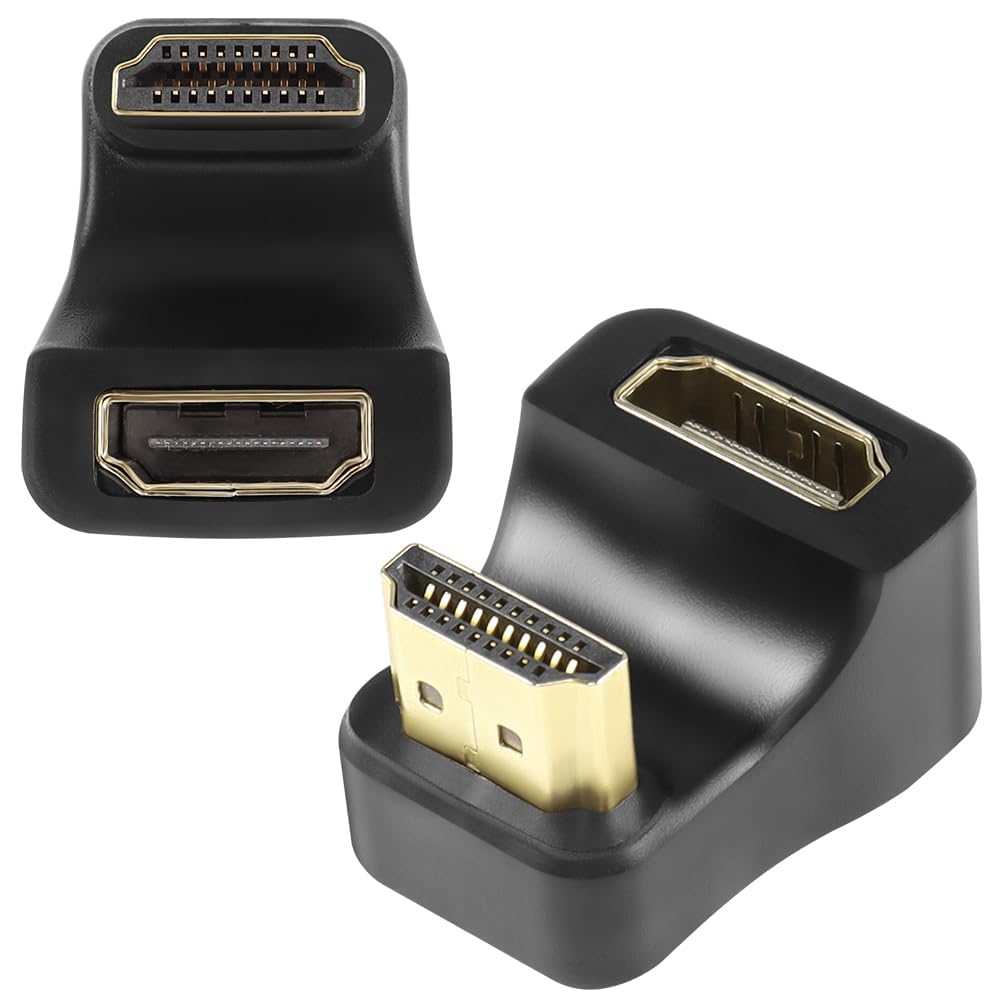 GELRHONR U Shape HDTV Adapter, 360 Degree HDTV 2.1 Male to Female 8K@60Hz Connector for Portable Display Monitor Accessories (Down Angle)