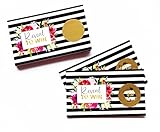 Bold Floral & Black Stripe Scratch Off Game Card Set Baby Shower or Bridal Activity
