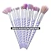 Zodaca [10 Pcs-Set] Professional Makeup Unicorn Brush Set with Spiral Handle & Rainbow Bristles - Including Foundation Blending Blush Concealer Eye Face Liquid Powder Cream Cosmetics Brushes Kit