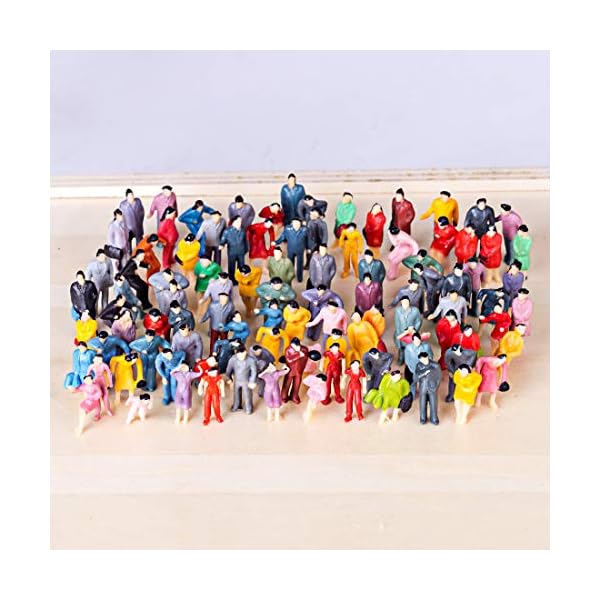PARIO 100St. Minifiguren Eisenbahnzubehör Menschen Modellbau Figuren Spur für Modelleisenbahn und Fotogafieren, H0 1:87 – Bild 4