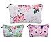 Vercord 3pcs Makeup Bag Funny 3D Printing Women Travel Portable Cosmetic Bag Pouch Makeup Holder Organizer Flowers