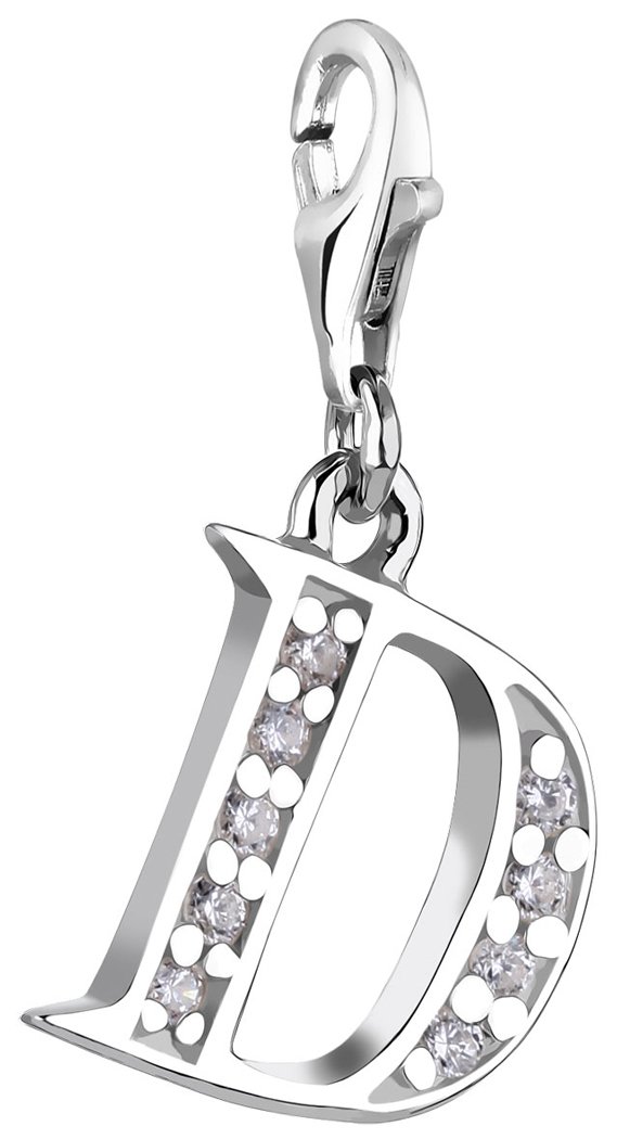 Nenalina Charm LettNenalina Charm letter D pendant in 925 sterling silver for all standard charm carriers - 712704-019er D Pendant, with crystals, for all brands of Charm Bracelets and Necklaces, made of 925 sterling silver, 712704-019