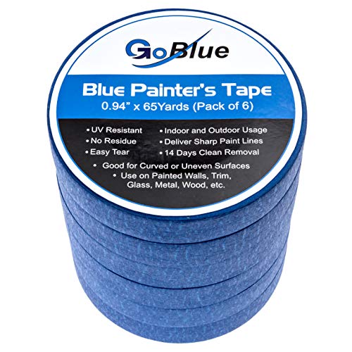 6 x Blue Painters Tape (65 Yard) by GoBlue 0.94" Leaves Zero