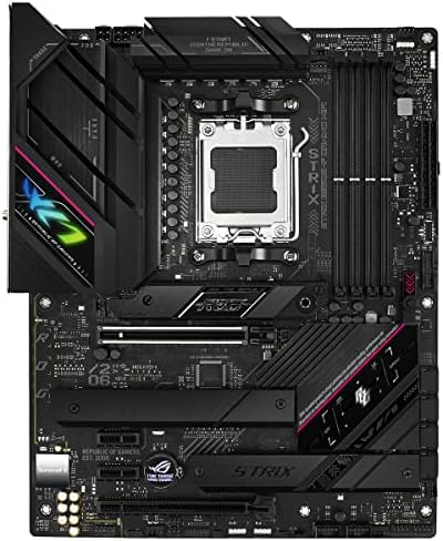 Asus rog strix b650e-f gaming wifi, placa-mãe amd ryzen am5 atx (12 + 2 fases vrm, ddr5, 3 slots m.2, pcie 5.0, wifi 6e, 2.5g lan, usb 3.2 gen 2x2 tipo c, aura rgb sync)