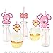 Girl Puppy Dog Paper Straw Decor - Baby Shower or Birthday Party Striped Decorative Straws - Set of 24