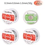 Kaisiking 63-37 Tin Lead Rosin Core Solder Wire Set with Solder Wick for Electrical Soldering and DIY (0.3mm 0.6mm 1.0mm/50g)