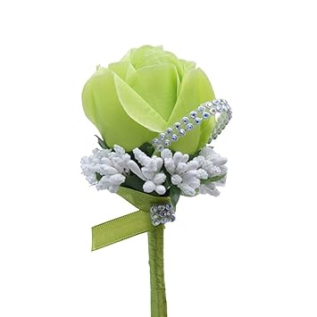 Dosige Boutonnière Brochesde Fleurs Pour Revers Homme Femme 1 Pcs Couleur Riche Vert
