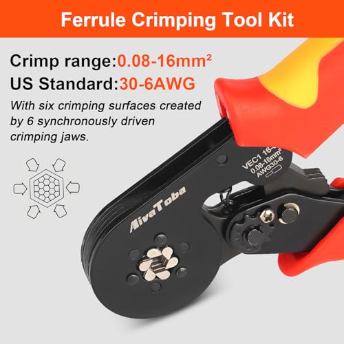 Crimping Pliers Wire End Ferrules Set for 0.08-16 mm², AivaToba Wire End Ferrules Pliers with 1200 Pieces, Crimping Pliers & Wire End Ferrules Set for DIY and Industrial Needs Crimping Pliers 16 mm2