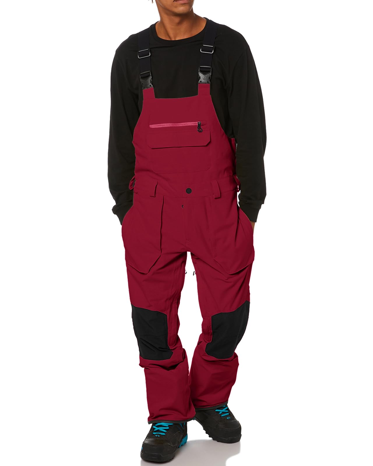 Photo 1 of Onedreamer Men's Snow Bibs Ski Pants Adjustable Snowboard Bib Outdoor Waterproof Insulated Ripstop Snowboarding Overalls Winter Burgundy