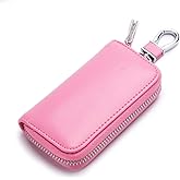 Genuine Leather Key Holder Bag with 2 Card Slot & 6 Hooks & 1 Access Card,Key Case Car Key Holder Wallet for Men Women