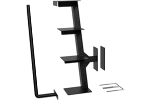 BUYYAH Trailer Steps with Handle, Four-Step Universal Boat Trailer Steps, Suitable for Various Types of Boat Trailer Frames, Black Heavy-Duty Trailer Step