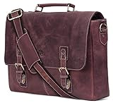 16 inch Genuine Leather Briefcase Bag - Crossbody Laptop Satchel by Rustic Town