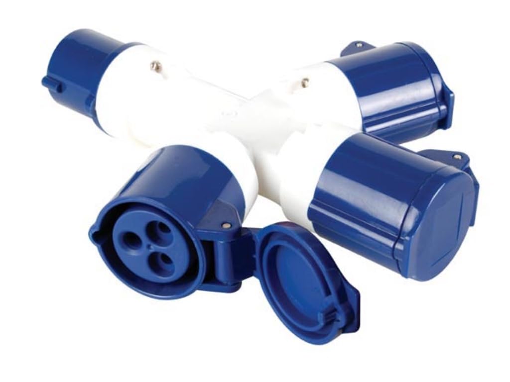 Perel ECEES1 CEE 3 Way Splitter, 1 CEE Input to 3 CEE Outputs, 230 Volt