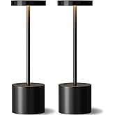 Black Cordless Table Lamp, 4000mAh Rechargeable Battery Powered Lamps, 3 Color Stepless Dimming, LED Wireless Outdoor Lamps for Dining Room, Bedroom, Bar, Cafe, Restaurant, Patio, Camping, Set of 2