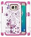 S7 Edge Case, Galaxy S7 Edge Case, Style4U Butterfly Design Studded Rhinestone Crystal Bling Hybrid Armor Case Cover for Samsung Galaxy S7 Edge with 1 Style4U Stylus [White/Hot Pink]