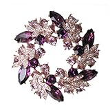 Fashion Plaza Gold Tone Purple Flowers Floral Wheel Medallion Crystal Pin Brooch BR94