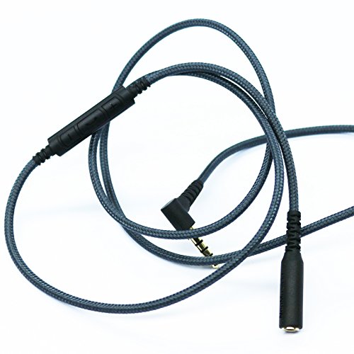 70cm(2.2ft) 3.5mm Male to 3.5mm Female Headset Earphone Headphone Adapter Extension Cable with Remote & mic Compatible with iPhone itouch ipad and Most of Android Phone