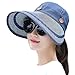 Muryobao Women's Wide Brim Floppy Caps Packable Straw Sun Hat Summer UV Protection Hats with Chin Strap for Women Beach Glof Cowboy Blue