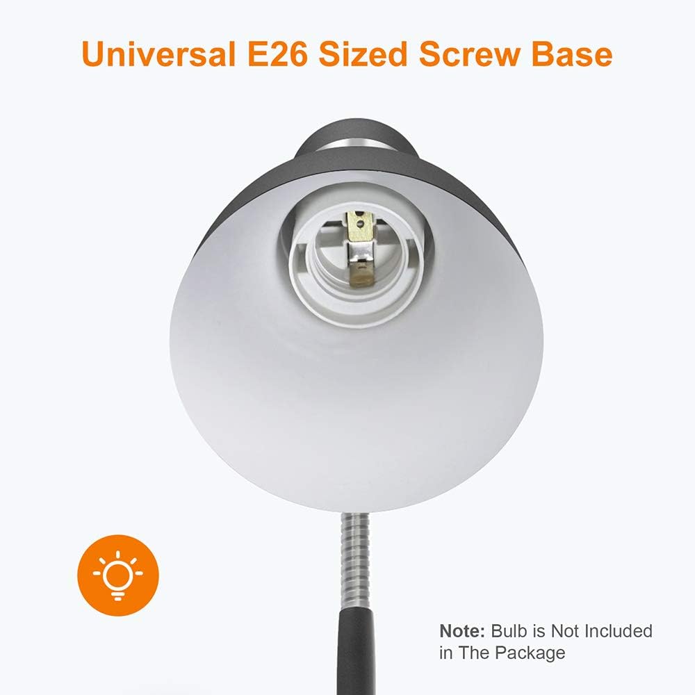 LEPOWER Metal Desk Lamp, Eye-Caring Table Lamp, Study Lamps with Flexible Goose Neck for Bedroom and Office (Sandy Black): Home Improvement