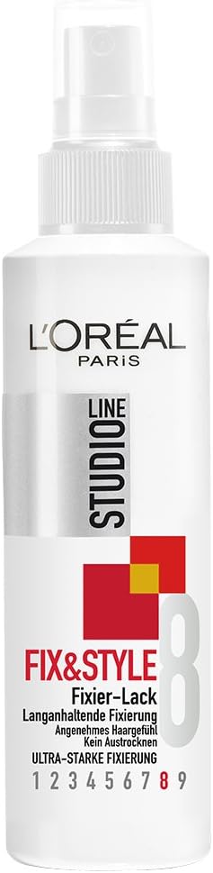 L'Oréal Paris Studio Line Strong Fixing Hair Spray, 24 Hour Ultra Strong Hold, No Gluing, No Drying, Fix&Style Fixing Paint, 1 x 150 ml