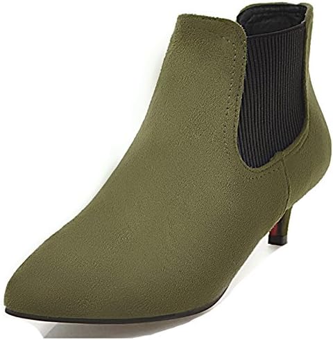 Aisun Women's Pointy Toe Booties - Stilettos Chelsea Boots - Elastic Pull On Kitten Heel