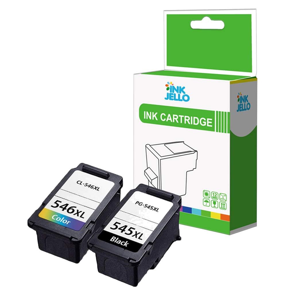 InkJello Remanufactured Ink Cartridge For Printer,Compatible with Canon Pixma iP2850 MG2400 MG2450 MG2455 MG2550 MG2550S MG2555S MG2900 MG2950 MG2950S TS3151 PG545XL/CL546XL(Black, Tri-Colour, 2-Pack)