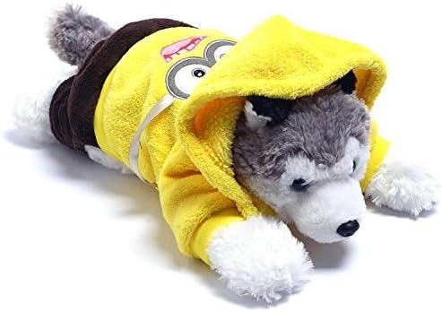 Wayson Pet Clothes Costumes with Cute Yellow Minion Jerry Pattern,Soft Little Hoodie Clothes for Cat/Dog (Size M)
