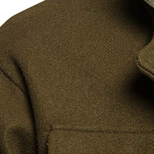 DDLmax Men Casual Trench Coat Fashion Business Long Slim Hooded Overcoat Jacket Outwear Army Green - Thumbnail 5
