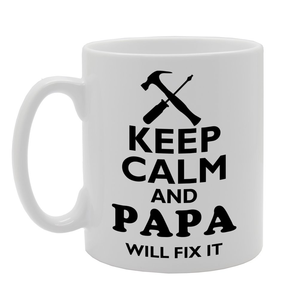 Coralgraph Inc MG663 Keep Calm and PAPA Will FIX IT Novelty Gift Printed Tea Coffee Ceramic Mug