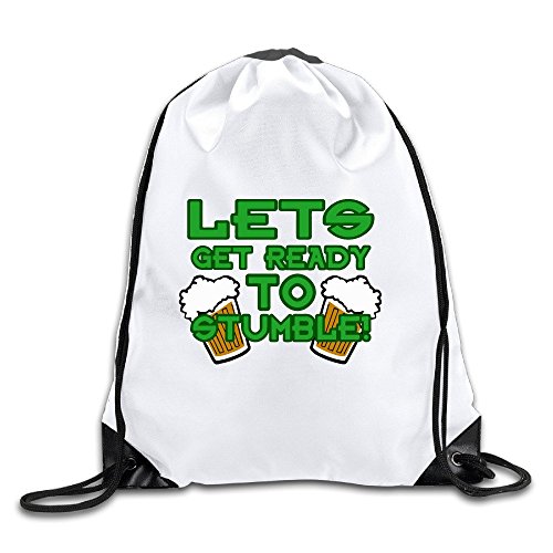 Runy Custom Let's Get Ready To Stumble Adjustable String Gym Backpack White