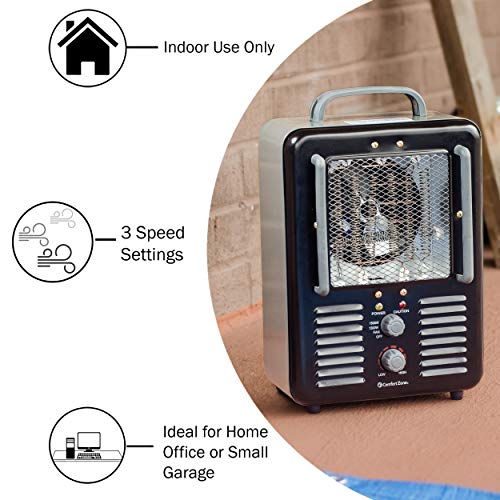 Comfort Zone CZ798BK 1,500Watt Milkhouse Style Electric Portable