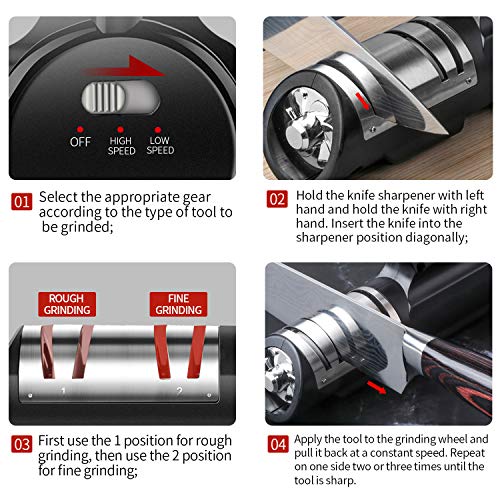 Warsun Knife Sharpener,Wireless Electric Rechargeable Knife Sharpener,2-Stage Knife Sharpening, Kitchen