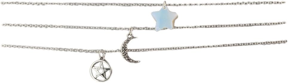 Silvertone Celestial Opal Star Delicate Choker Necklace Set 3PCS