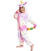 Shingwurle Unisex Kids Unicorn Onesie Girls One Piece Pajamas Halloween Cosplay Costume Sleepwear