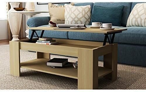 Caspian Modern Oak Lift Up Top Tea Coffee Study Magazine With Storage Table
