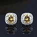 18K White Gold Plated Round-Cut CZ Sterling Silver 10mm Cushion Diamond Engagement Stud Earrings Yellow