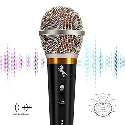Marengo Dynamic Vocal Microphone for Karaoke Speaker,Wired Handheld Mic with On and Off Switch and 13ft Detachable Cable