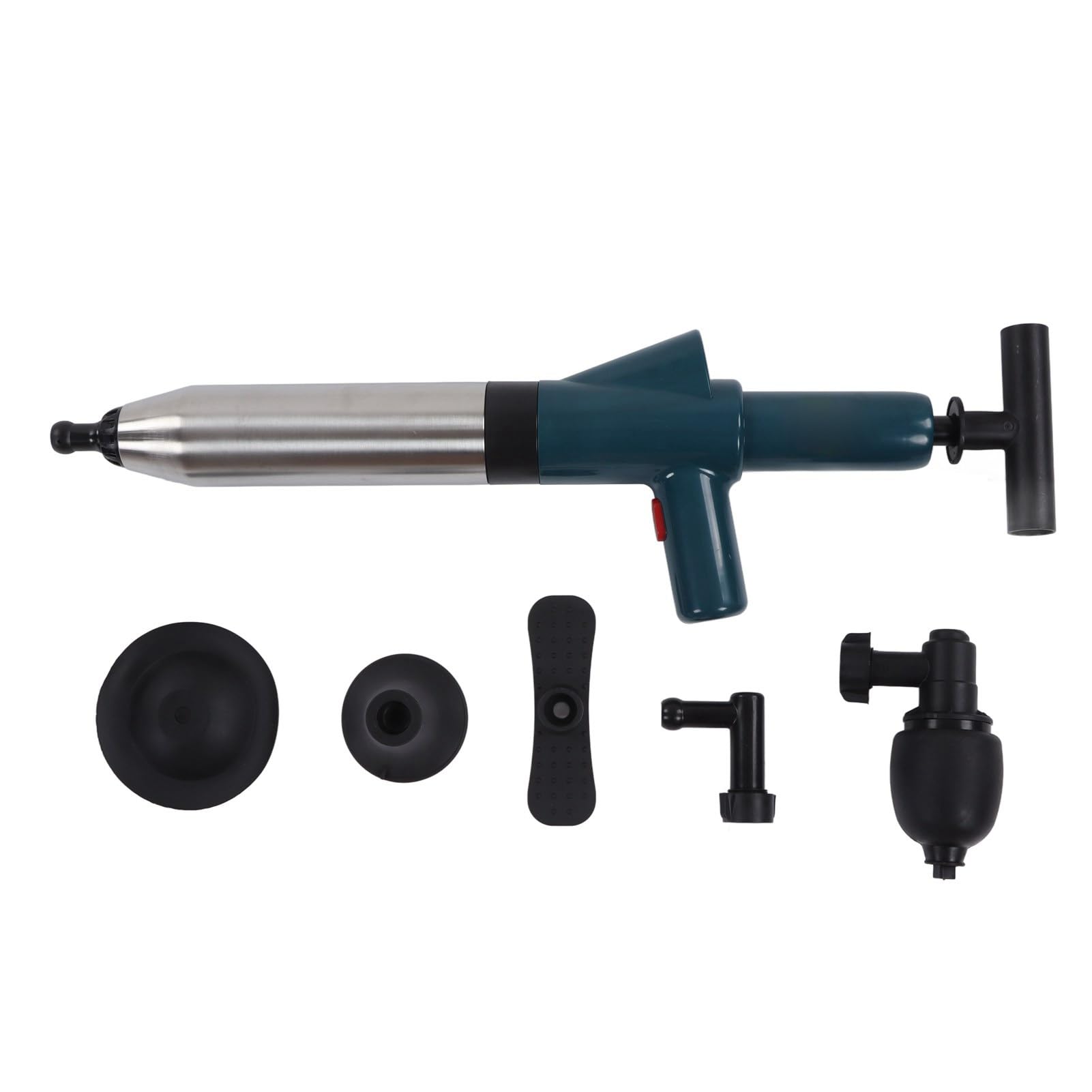 ZAWELIYO Stainless Steel Drain Blaster Air Pressure Drain Unblocker Tool with ABS Handle Pressure Indicator for Toilet Sink Bathtub Floor Drain Pipe Sewer Unclogger Plunger