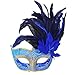 Coxeer Masquerade Mask Venetian Halloween Costume Mask with Feather