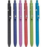 PASISIBICK Gel Pens, 6 Pieces 0.5 mm Fine Point Black Ink Smooth Writing Metal Clip Retractable Pen for Women Teacher Students Office and School Supplies Gifts with Silicone Grip