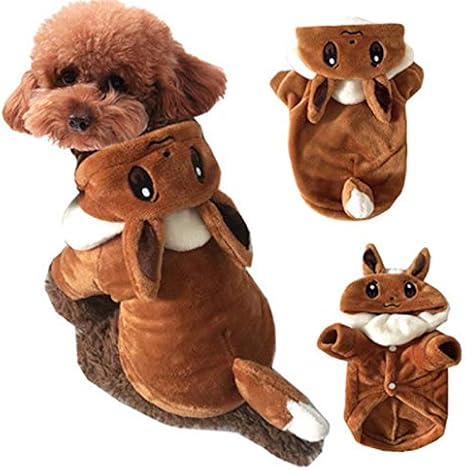 Amazon Co Jp Xuydfz 冬の面白い犬の衣装遊ぶポケモン犬猫のコスプレハロウィーンクリスマスクリスマスパーティー犬の猫のための服を着る Color Brown Size Large ホーム キッチン