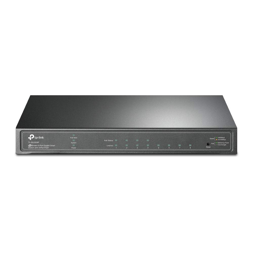 TP-Link SG2008p 8 Port Gigabit PoE Switch, 4× Gigabit PoE Ports, 802.3af-at 30W, 62W Total Budget, Network Switch, Power Saving, Plug & Play, Metal Case, Ethernet Switch, Ethernet Splitter
