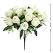 Silk Rose Bouquet White 18 heads SOLEDI Artificial Fake Flower Bunch Bridal Bouquet Wedding Living Room Table Home Garden Decoration
