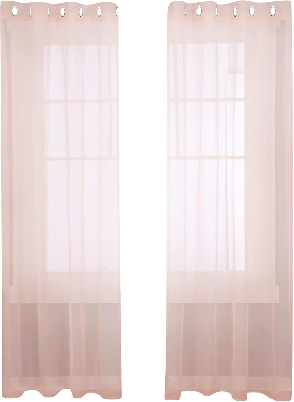 Deconovo Net Curtains Eyelet Voile Panels 55 x 102 Pink 1 Pair