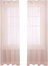 Deconovo Net Curtains Eyelet Voile Panels 55 x 102 Pink 1 Pair