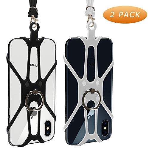 Takyu Cell Phone Lanyardï¼Œ2 Pack Mobile Tether with Detachable Neckstrap Universal for Smartphone Phone 8,7 6S Phone 6S Plus,Samsung Galaxy Google Pixel 4.7-6.5 Inch (Black Gray)